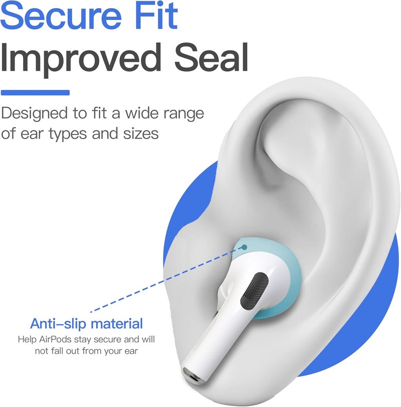 DamonLight [Fit in Case] 3 Pairs Cover for AirPods Pro 3 Anti Scratches Add Grip Sport Ear Tips [US Patent Registered] Compatible with AirPods Pro 3rd Generation 2025 (Ice Blue) - Image 5